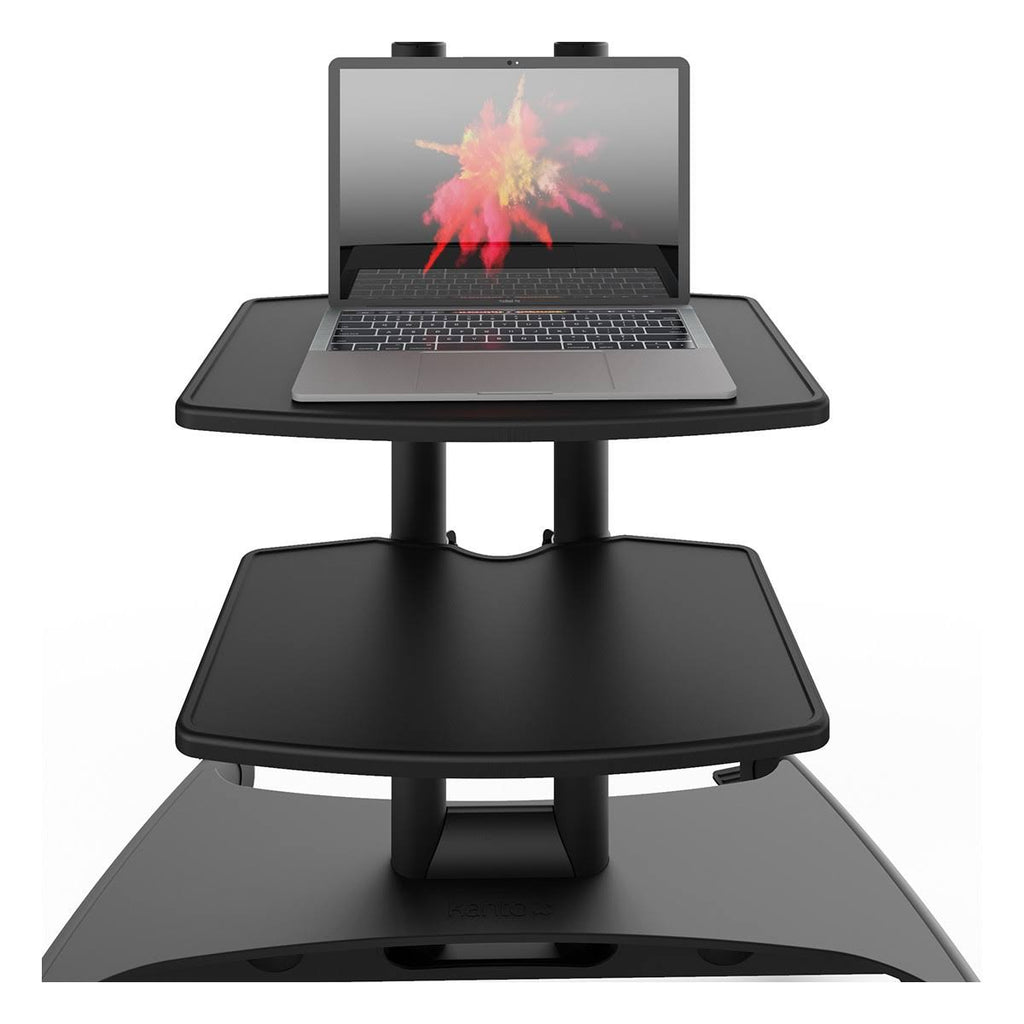 Black Mobile TV Mount with Two Adjustable Shelves J402592