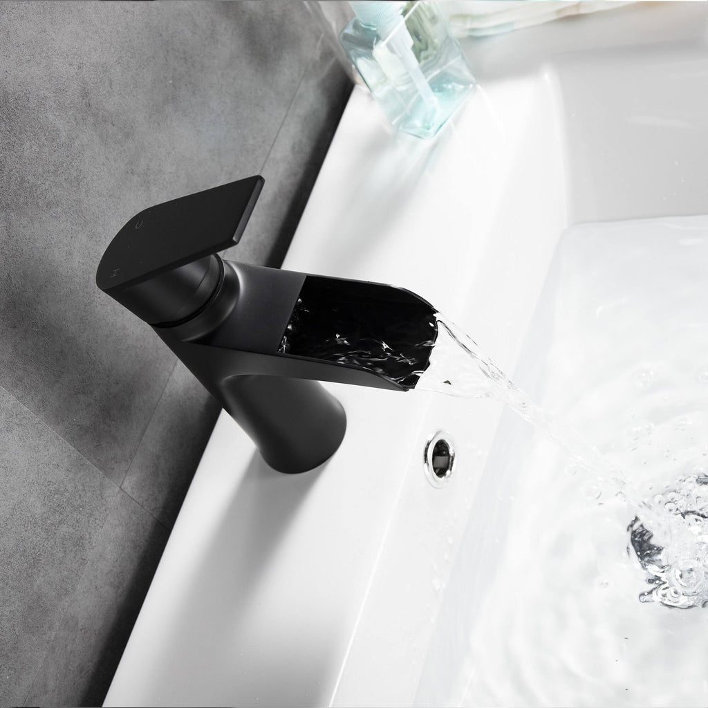 Matte Black Stainless Steel Single Hole Waterfall Bathroom Faucet R984