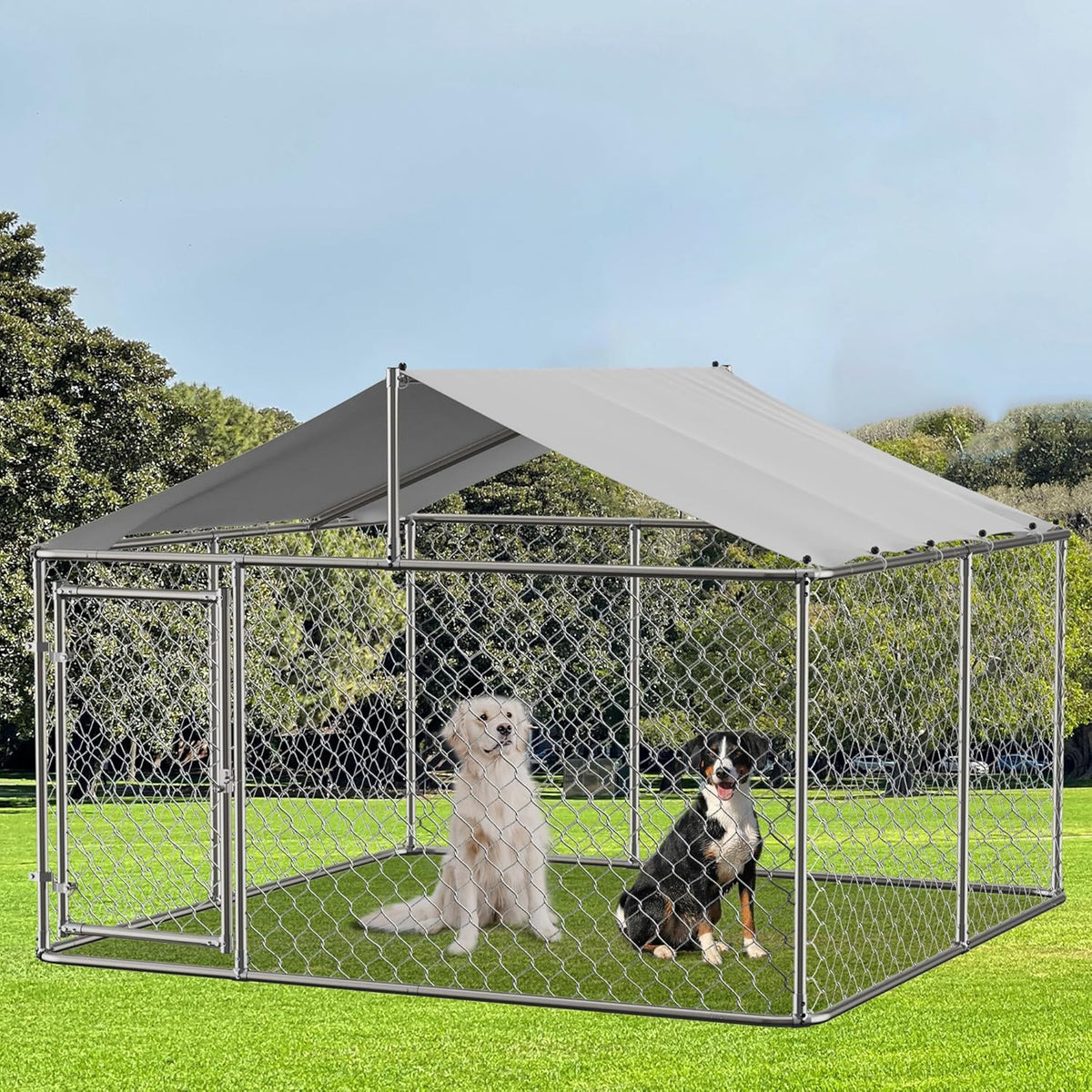 7.5' x 7.5' Large Outdoor Dog Kennel with WaterProof UV-Resistant Cover M465833