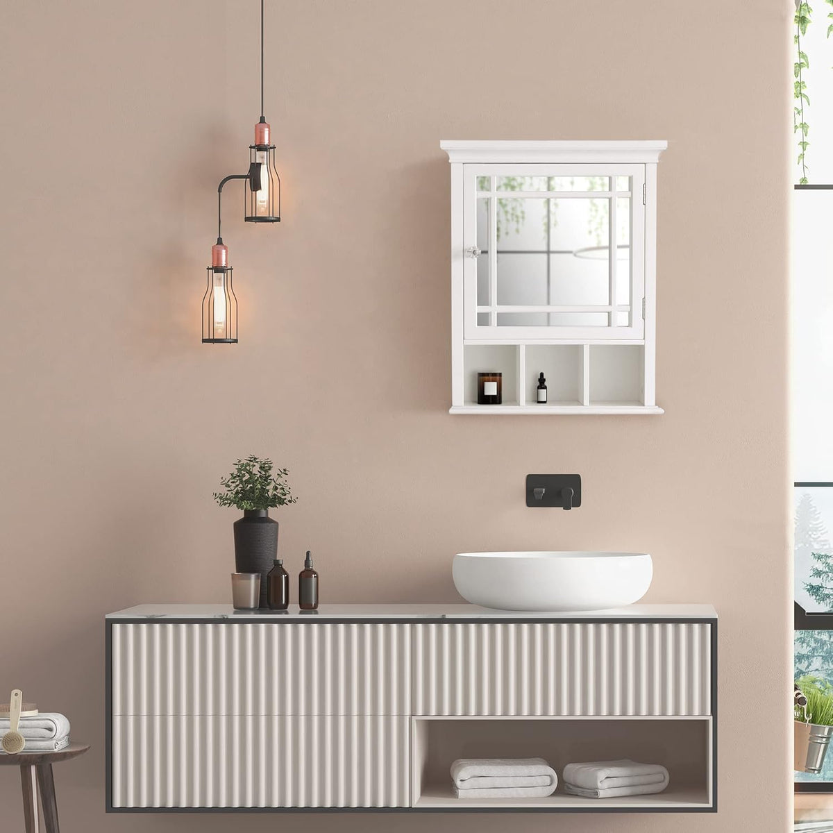 White Bathroom Cabinet U462