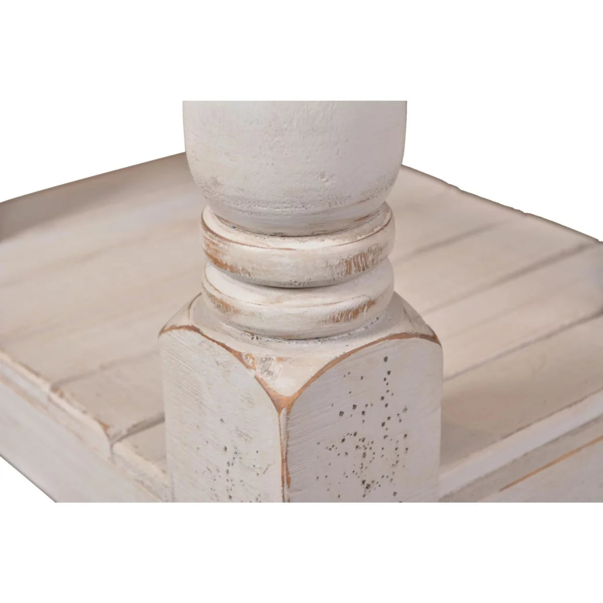 Cottage White and Brown Rectangular Wood End Table W7996