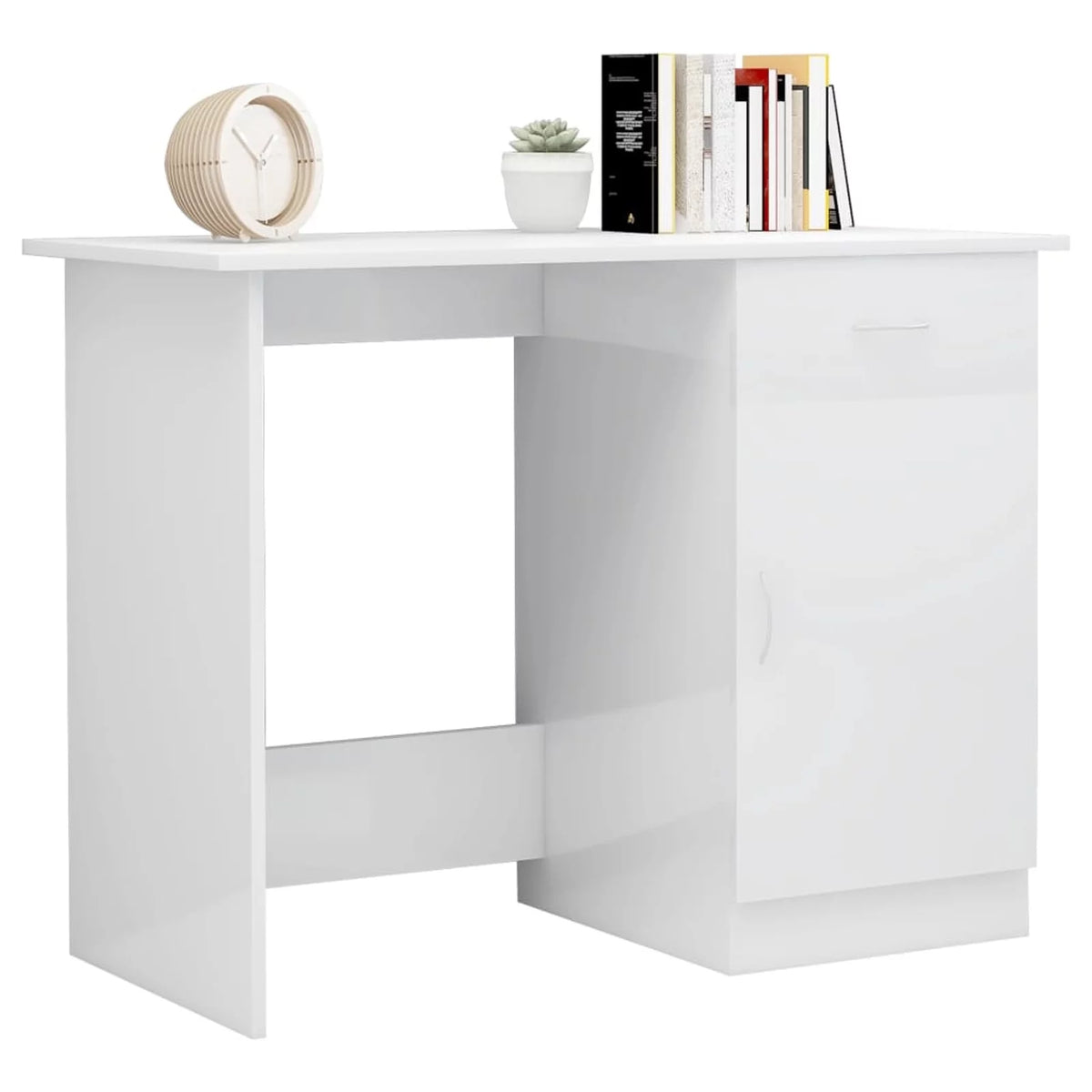 High Gloss White Engineered Wood Desk Z83499