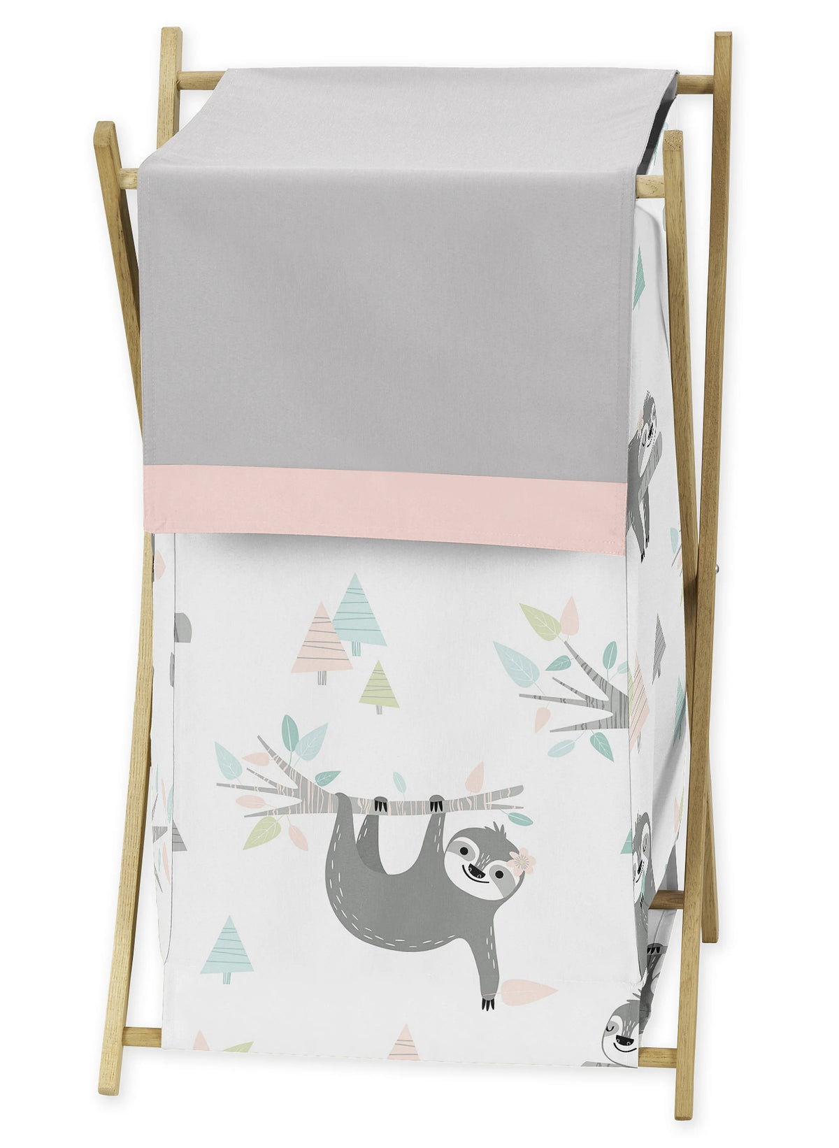 Pink and Grey Jungle Sloth Leaf Baby Kid Clothes Laundry Hamper I4246