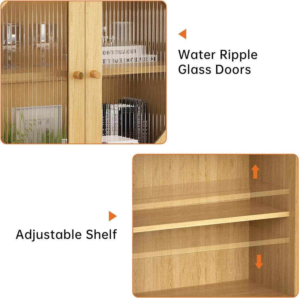 Buffet Cabinet with Storage and Glass Doors Y588