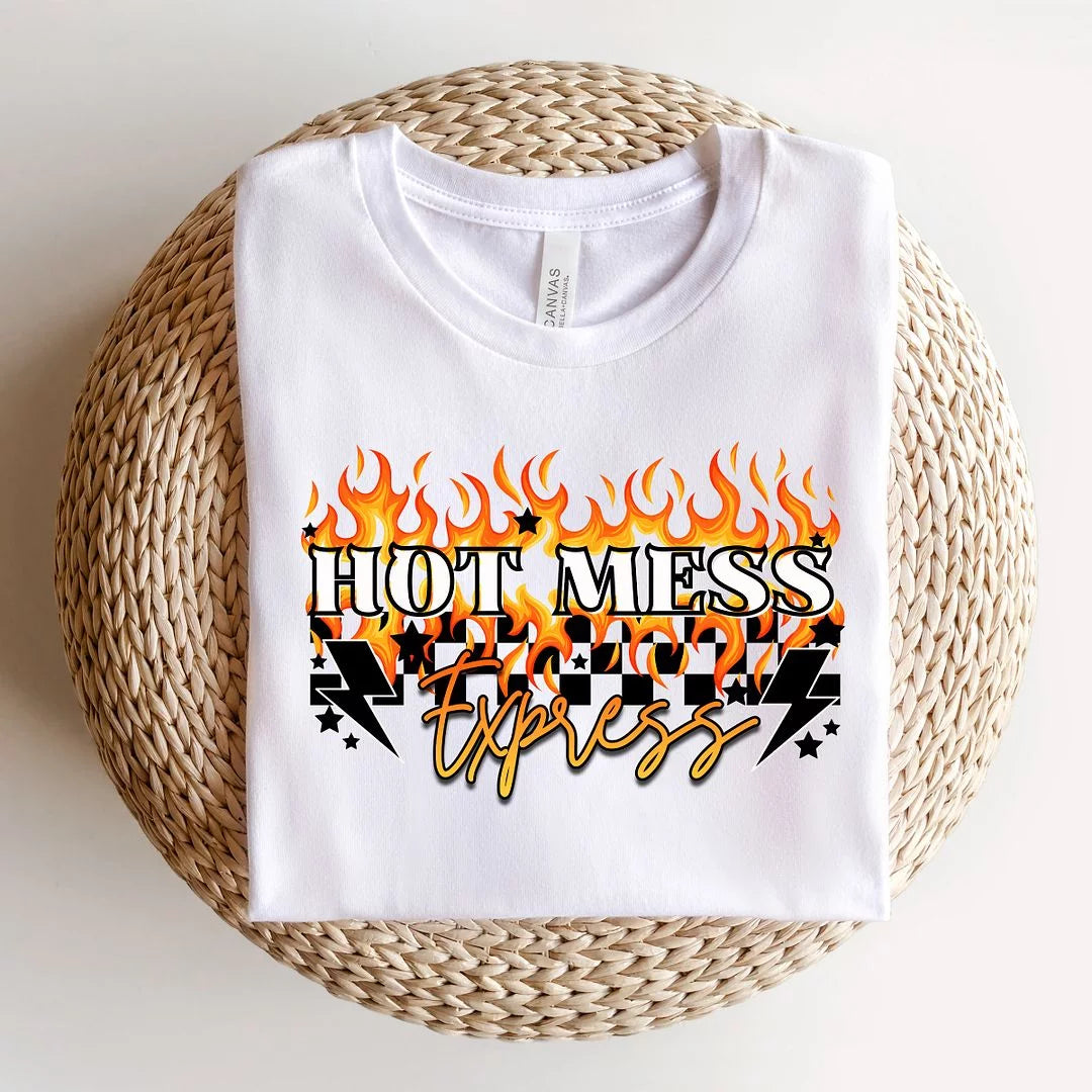 Checkered Short Sleeve Graphic Tee W57080