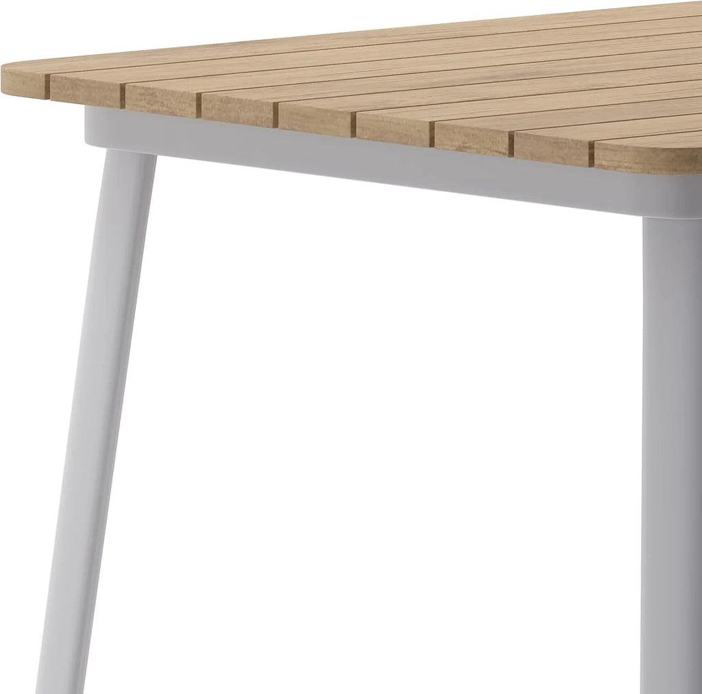 Indoor/Outdoor Bar Top Table Brown Resin Silver Steel F256701
