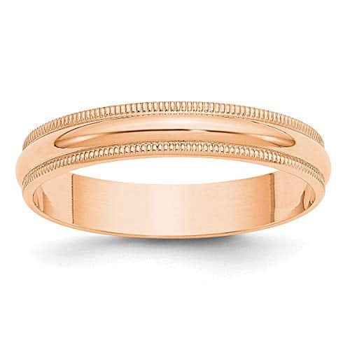 10K Rose Gold 4mm Half Round Band Ring Size 9 W101703