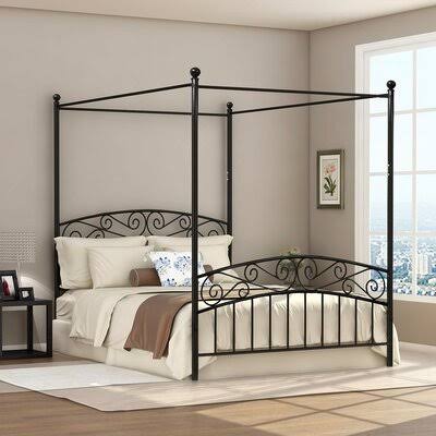 Queen Black Canopy Bed O4989