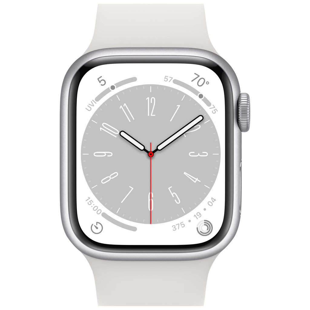 Silver 41mm Aluminum Case Smartwatch with White Sport Band U263