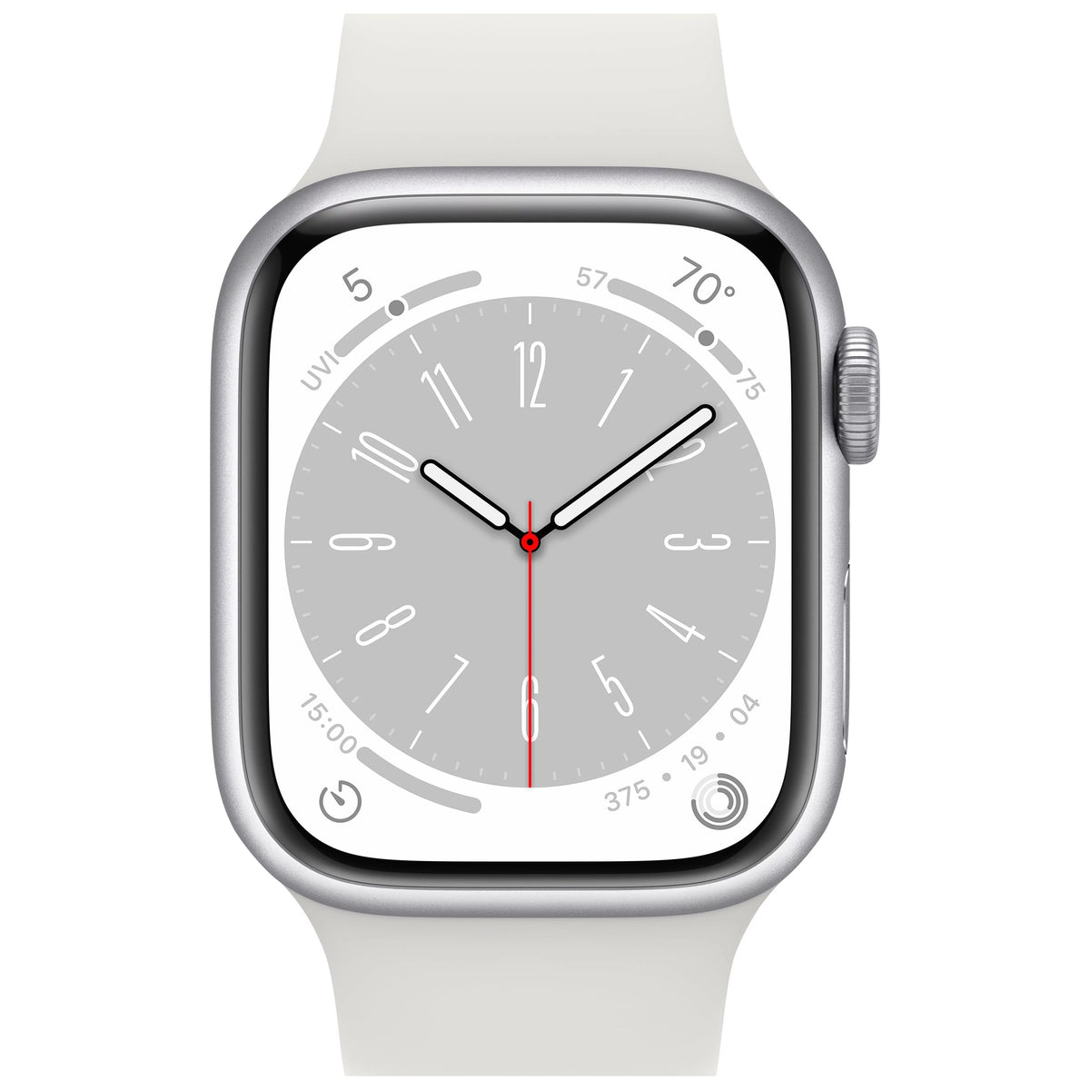 Silver 41mm Aluminum Case Smartwatch with White Sport Band U263