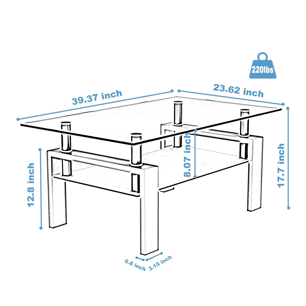 White Glass Coffee Table Q983