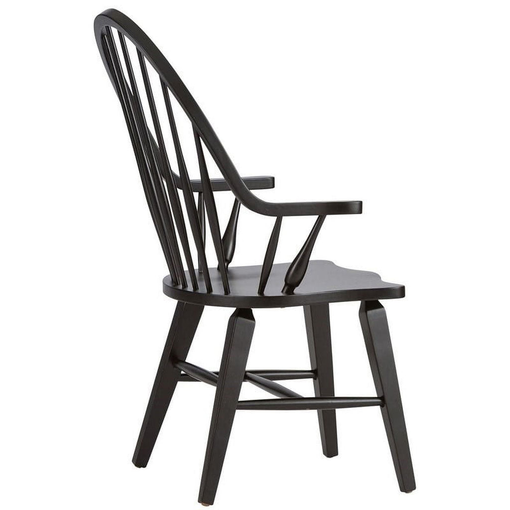 2 Piece Black Wood Dining Arm Chair Set R93367