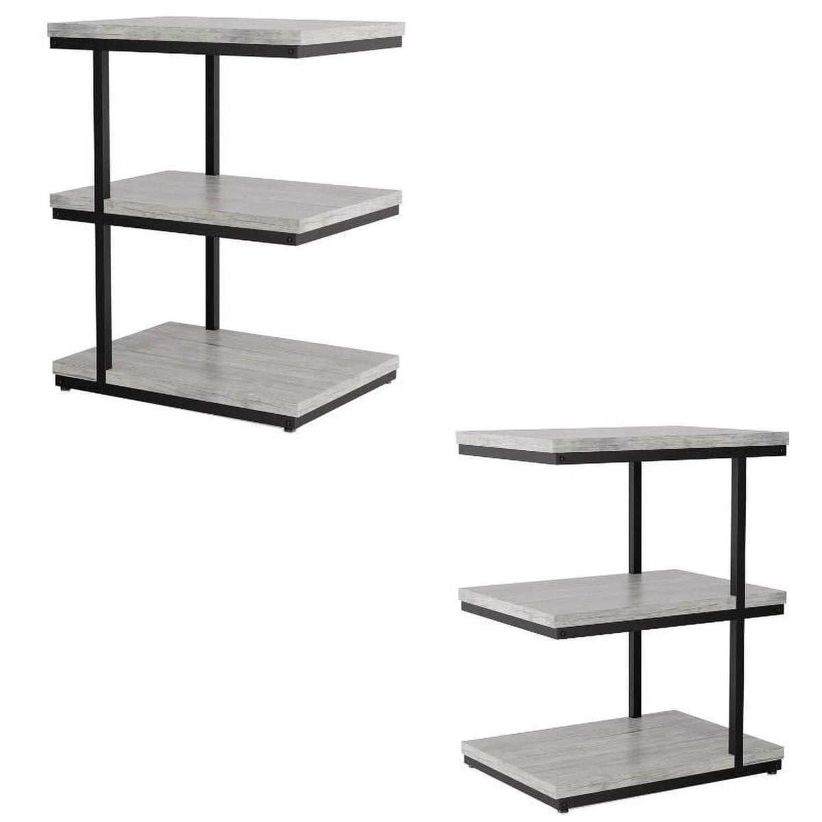 Light Gray 3-Shelf Metal Side Table Set of 2 D64750