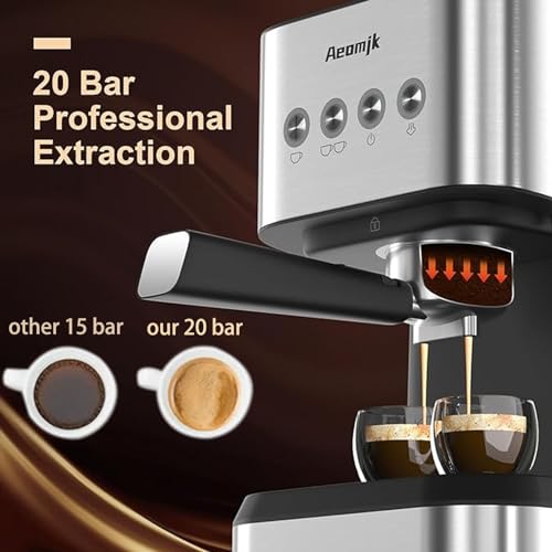 20 Bar Espresso Machine with Milk Frother Steam Wand, 50oz Water Tank X4806