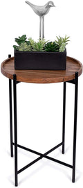 Folding Side Table with Removable Wood Tray P6123