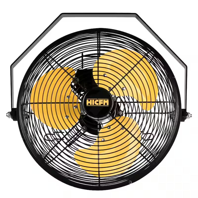 Yellow 12 in. 3-Speeds Wall Fan with Metal Structure C843716
