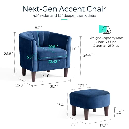 Olive Green Velvet Accent Chair with Ottoman L70887