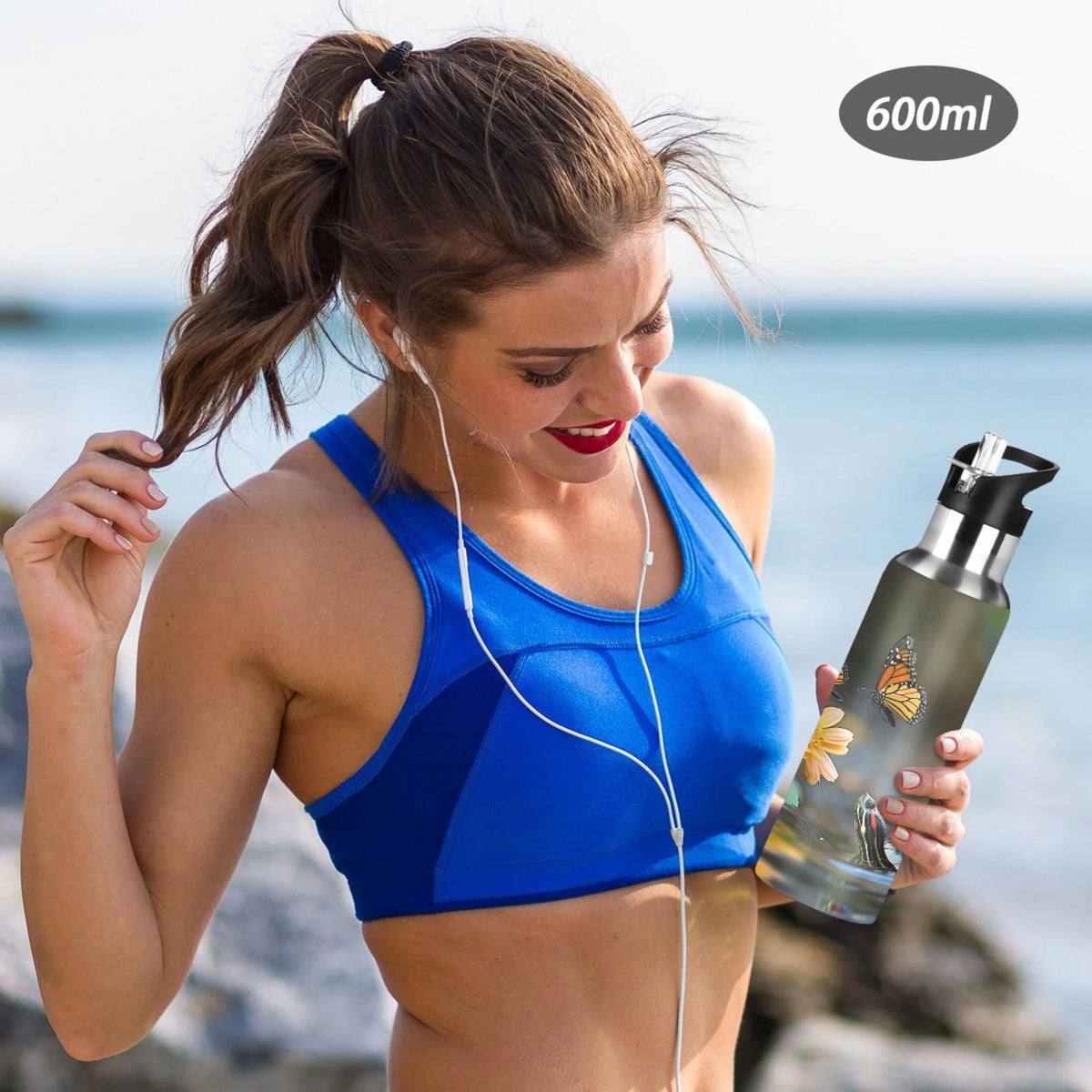 20 oz Insulated Stainless Steel Water Bottle with Straw Lid V18995