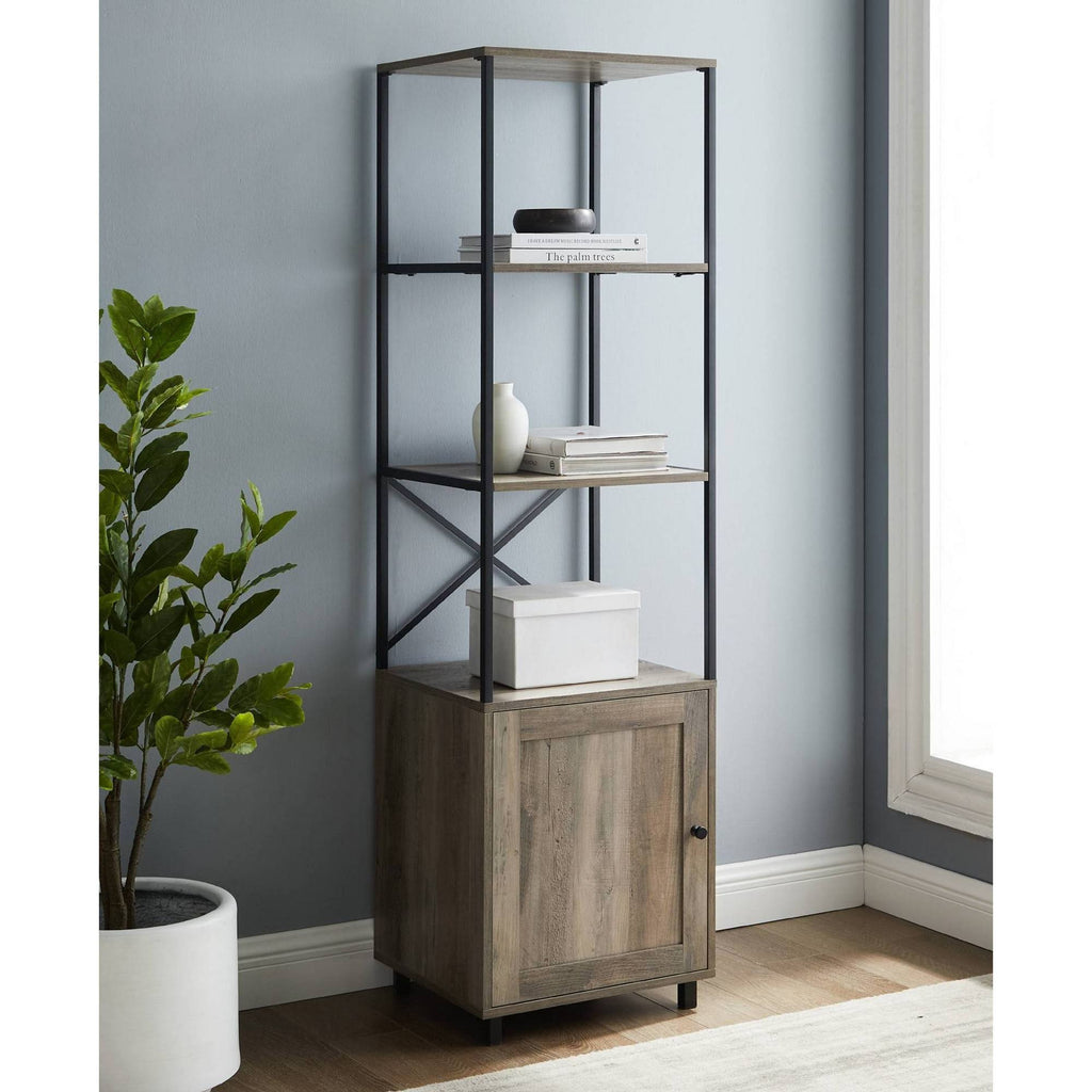 64x22 Storage Shelf with Cabinet Gray Wash B836379