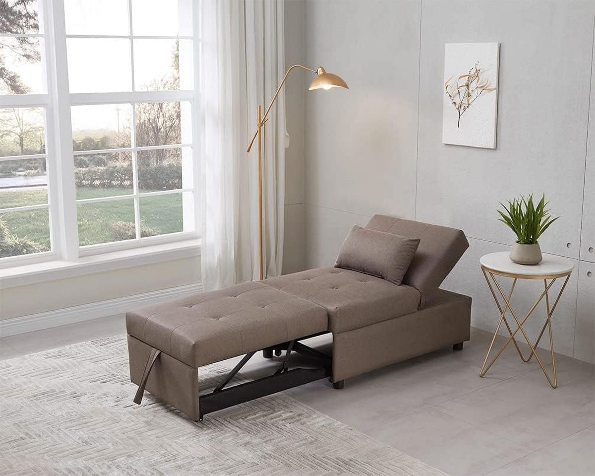 Dark Grey Convertible Ottoman Sofa Bed Sleeper Chair W4505