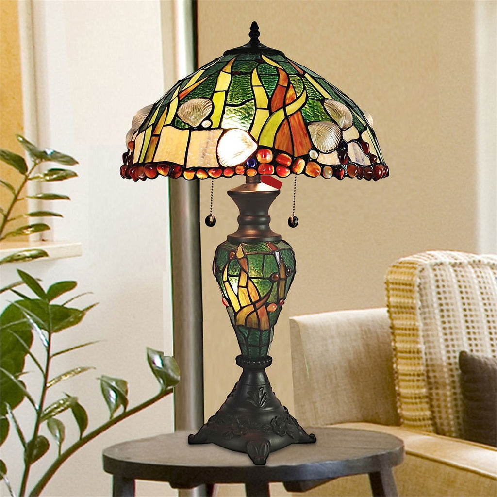 3-Light Metal & Art Glass Table Lamp Z869716