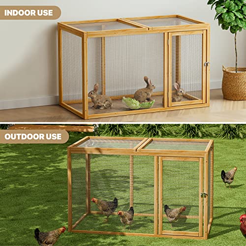 Wood Chicken Cage Rabbit Hutch with Openable Roof and Side Door, 45 x 24 x 28 inch Y58400