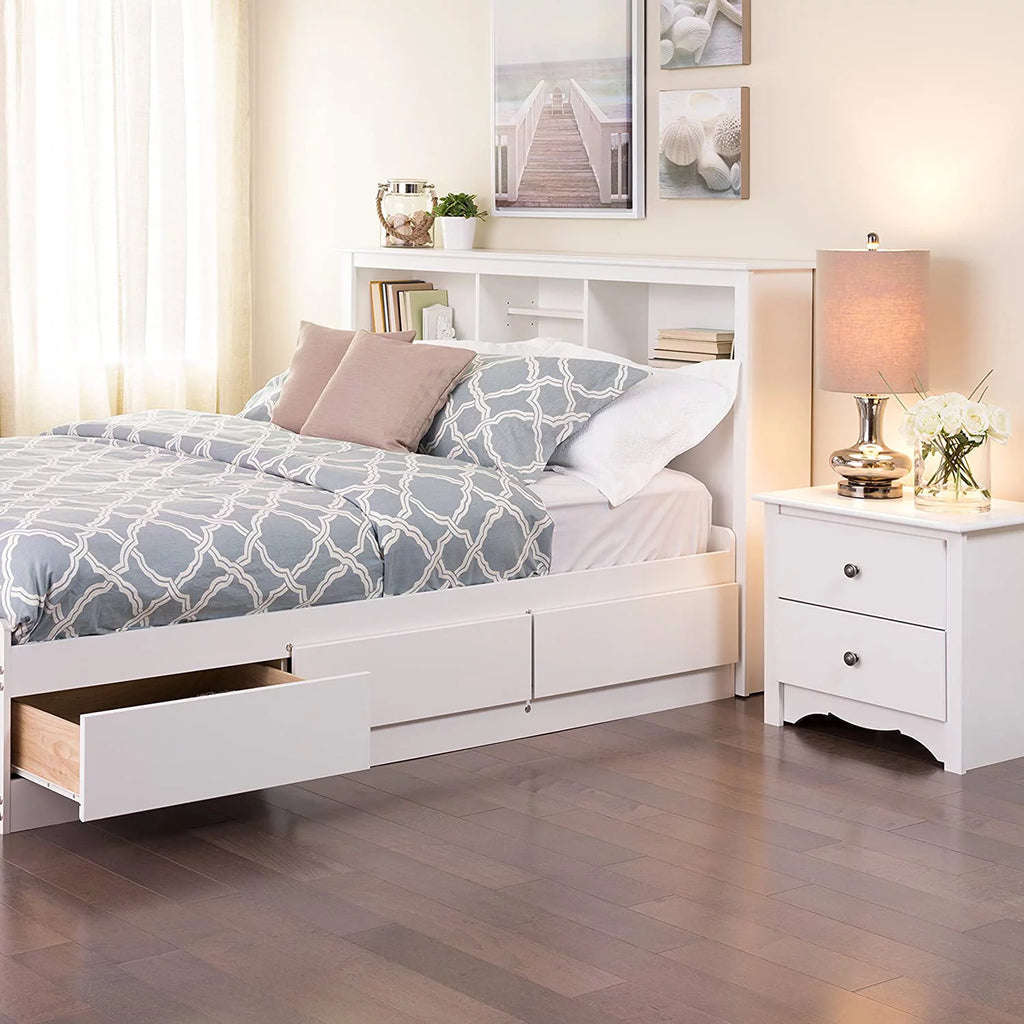 White Full/Queen Headboard with 3 Compartments J228425