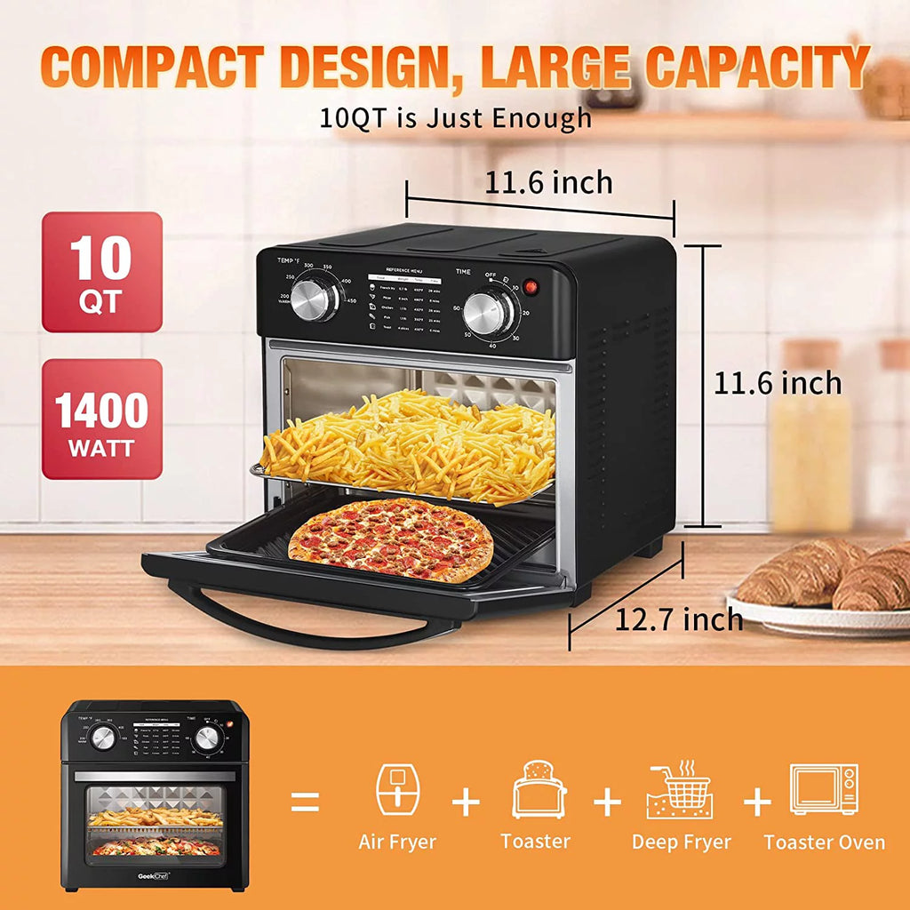 10 Quart Black Air Fryer Toaster Oven C92892