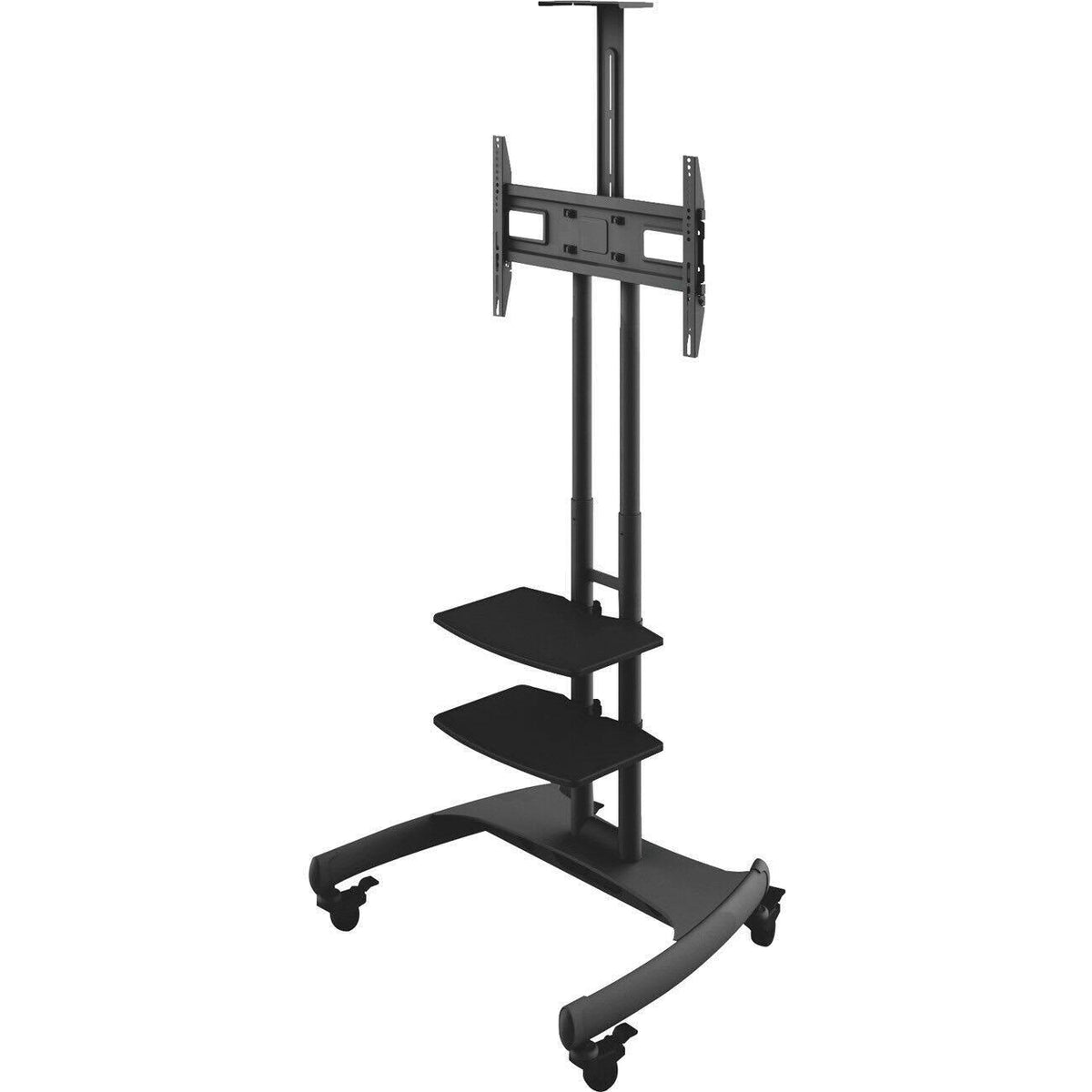 Black Mobile TV Mount with Two Adjustable Shelves J402592