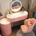 Gray Makeup Vanity Set with Lighted Mirror and Cushioned Stool K311