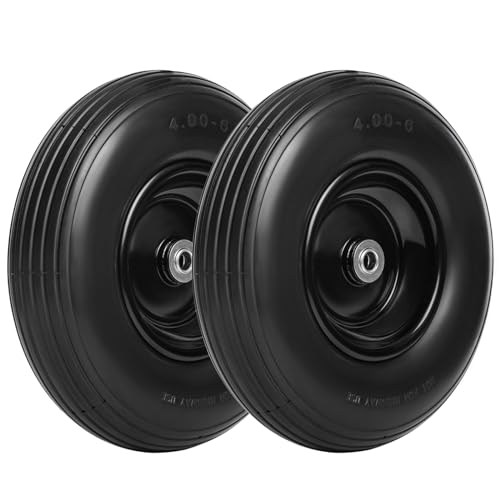 13 Inch Solid Flat Free Replacement Tires and Wheels 4.00-6 with 5/8'' Axle Bore Hole Q90949