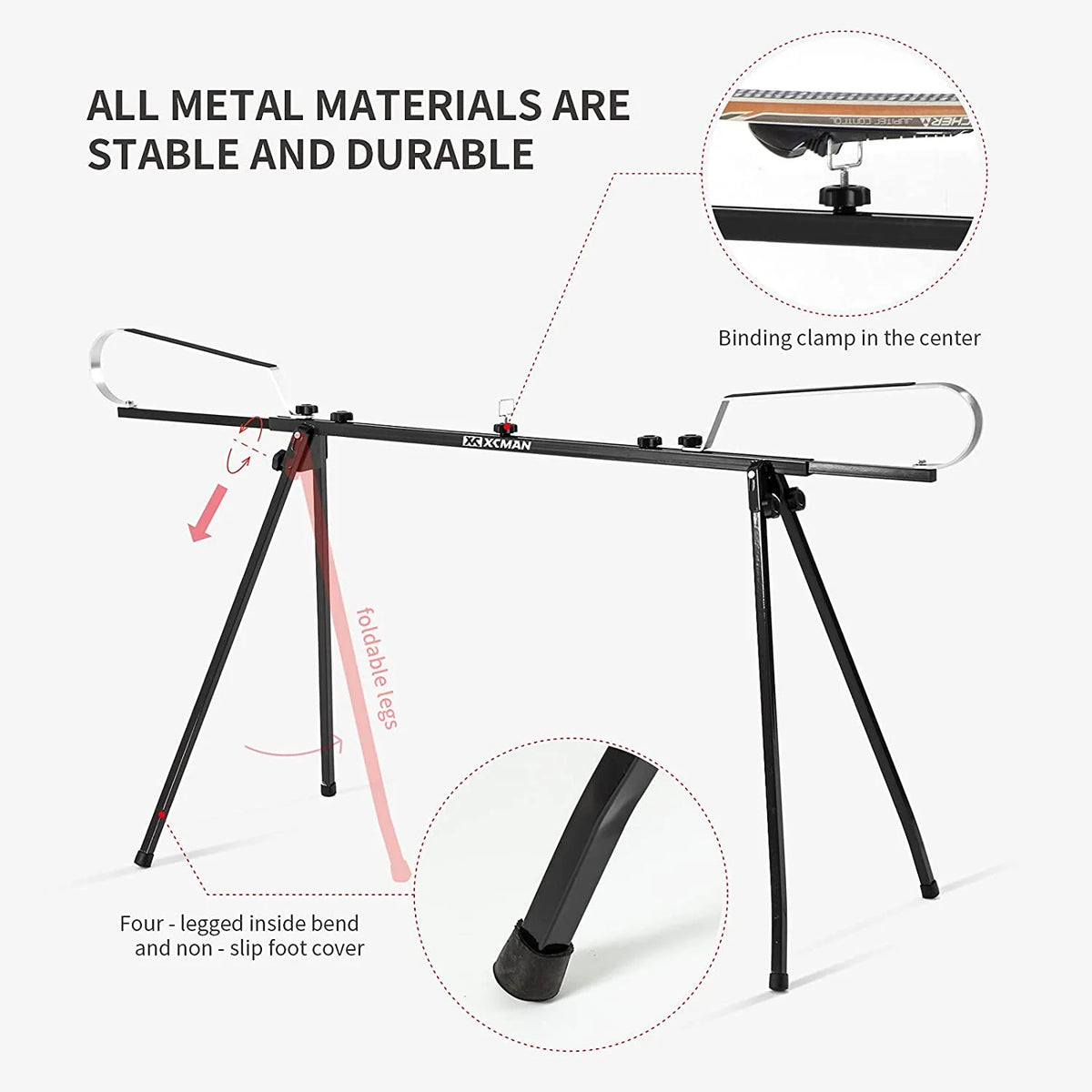Cross Country Nordic Ski Waxing Single Profile Bench Table with Foldable Legs O68004