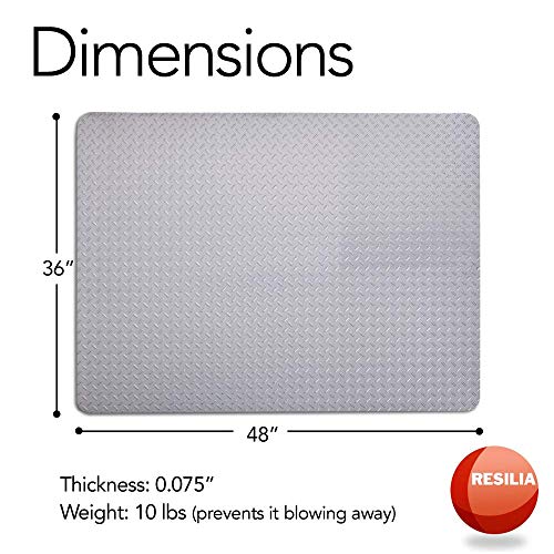 Silver Diamond Plate Under Grill Mat, 57 x 47 inches C601057