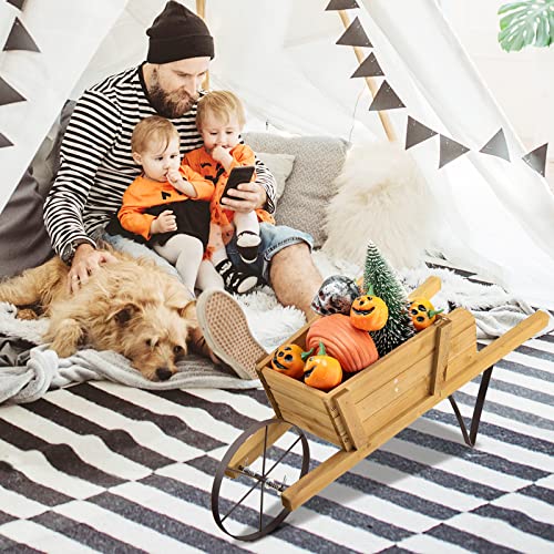 Red Wood Wagon Planter with 9 Magnetic Accessories K10386