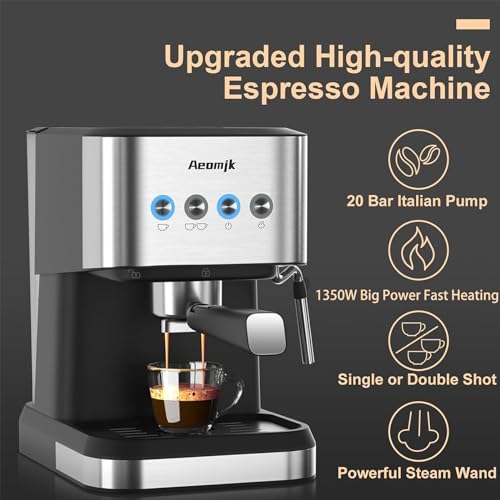 20 Bar Espresso Machine with Milk Frother Steam Wand, 50oz Water Tank X4806