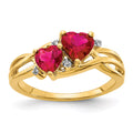 14 Karat Yellow Gold Lab Created Ruby and Diamond Ring R8624