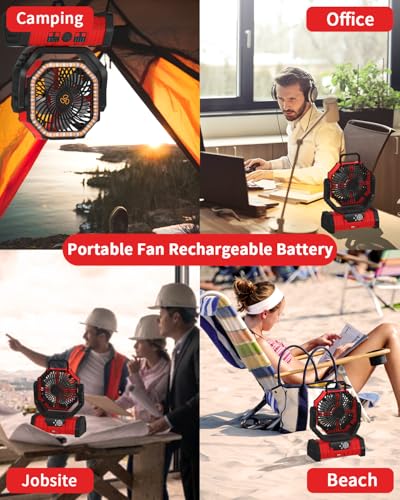 Battery Operated Portable Oscillating Fan with LED Lantern Light 20000mAh Rechargeable E690