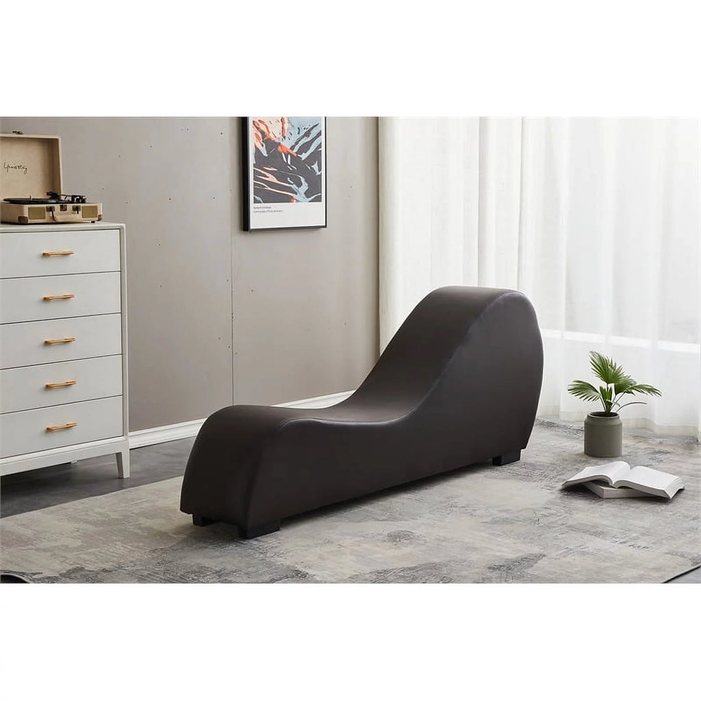 Brown Faux Leather Chaise U802
