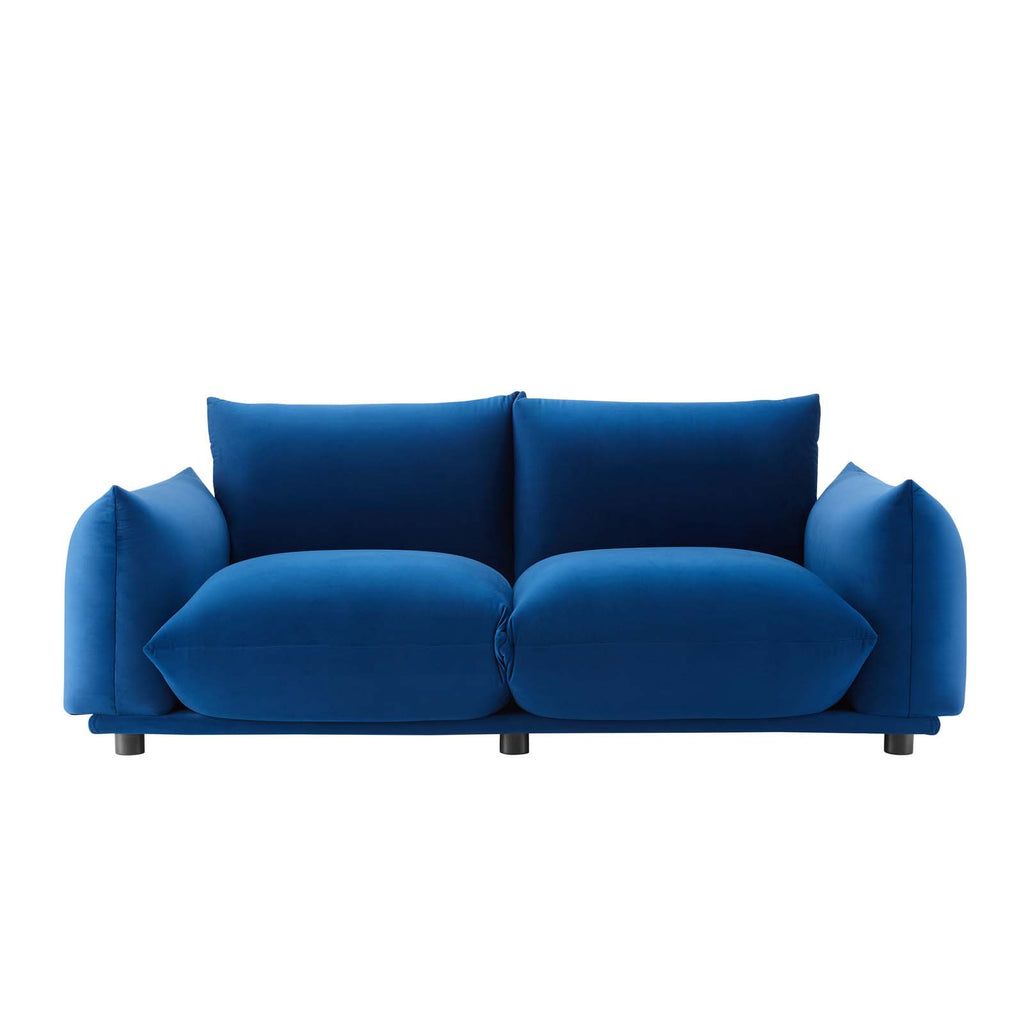 Blue Navy Velvet Loveseat Sofa F251