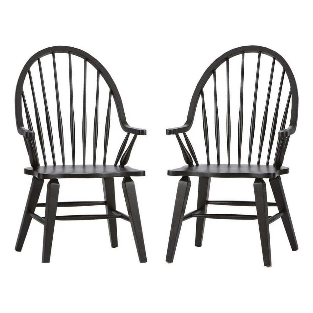 2 Piece Black Wood Dining Arm Chair Set R93367