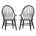 2 Piece Black Wood Dining Arm Chair Set R93367