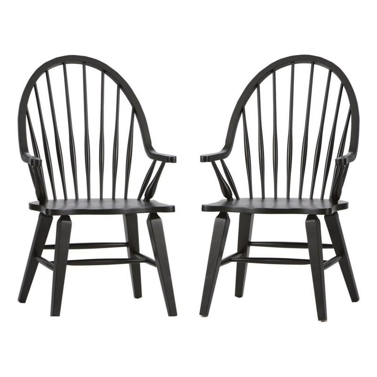 2 Piece Black Wood Dining Arm Chair Set R93367