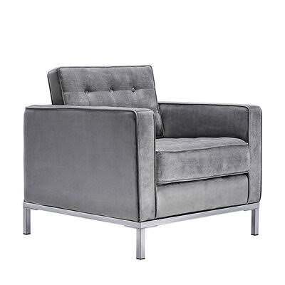 Gray Velvet Sofa with Stainless Steel Feet M6017