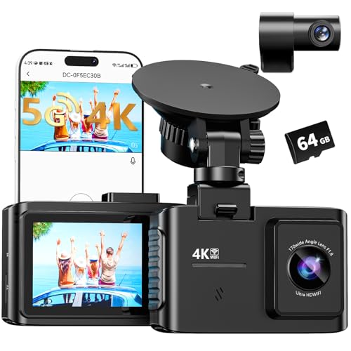 4K Dual Channel Dash Cam with 64GB Card J777