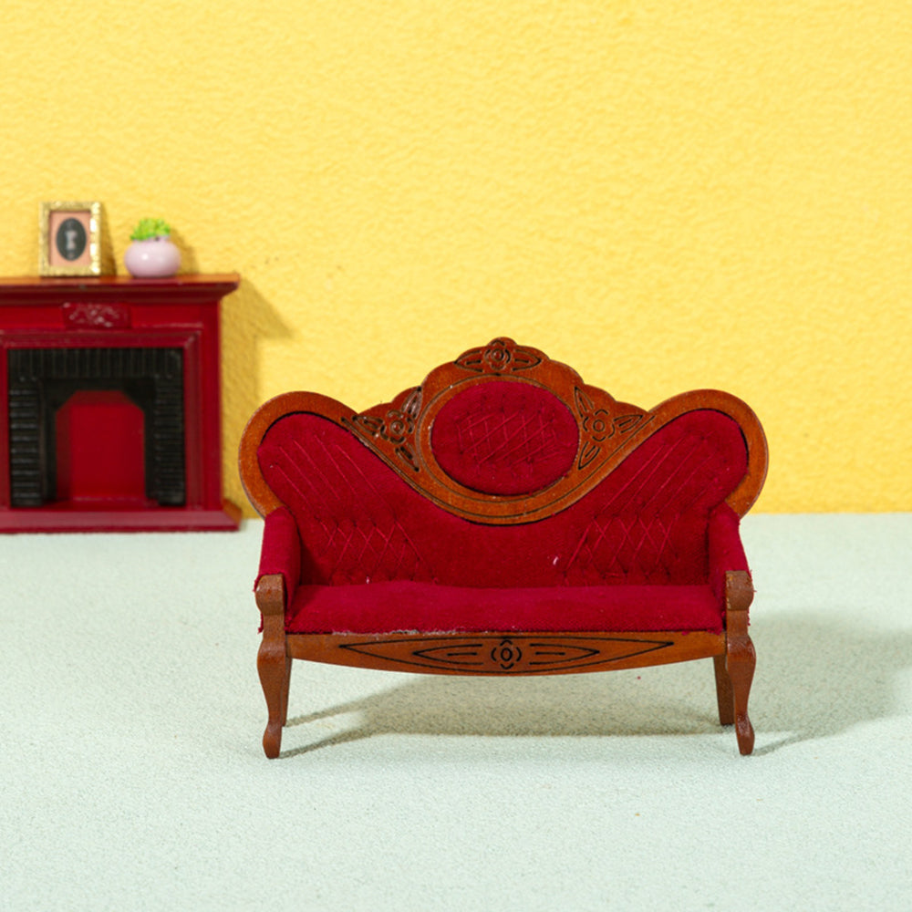 Walnut Wood Dollhouse Mini Sofa V829