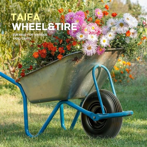 13 Inch Solid Flat Free Replacement Tires and Wheels 4.00-6 with 5/8'' Axle Bore Hole Q90949