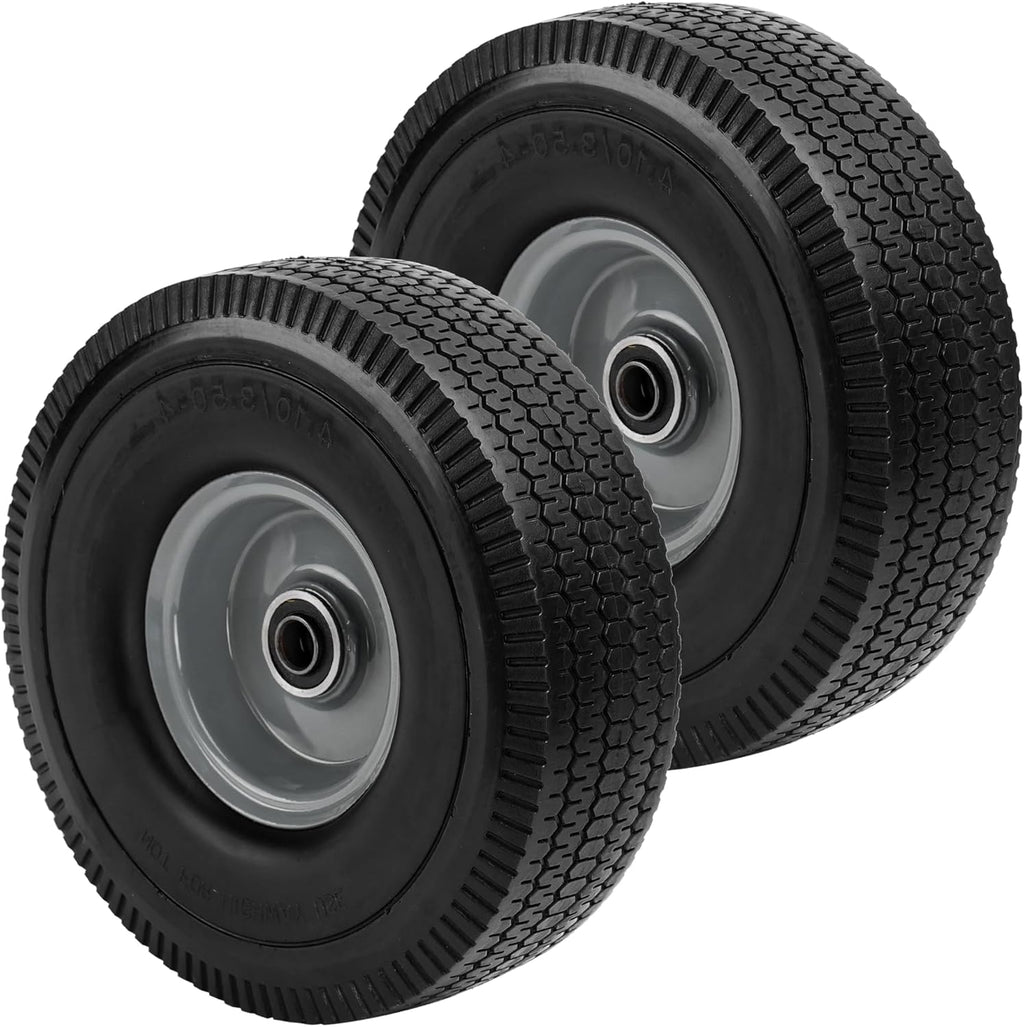 10x3.50-4" Solid Heavy Duty PU Tire and Wheel with 5/8" Axle Bore Hole, 2.2" Offset Hub H566
