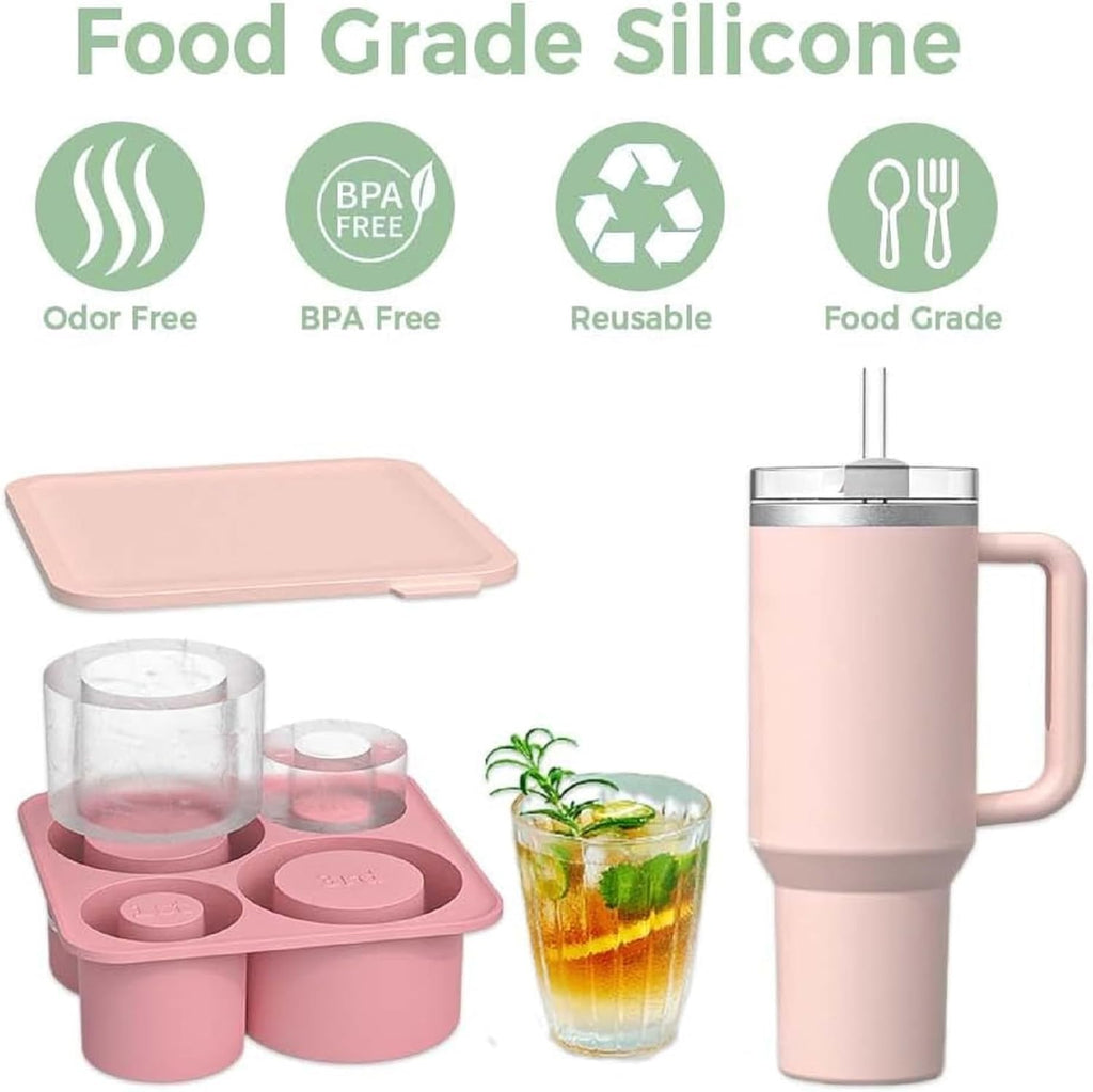4 Pcs Silicone Ice Cube Tray with Lid N182