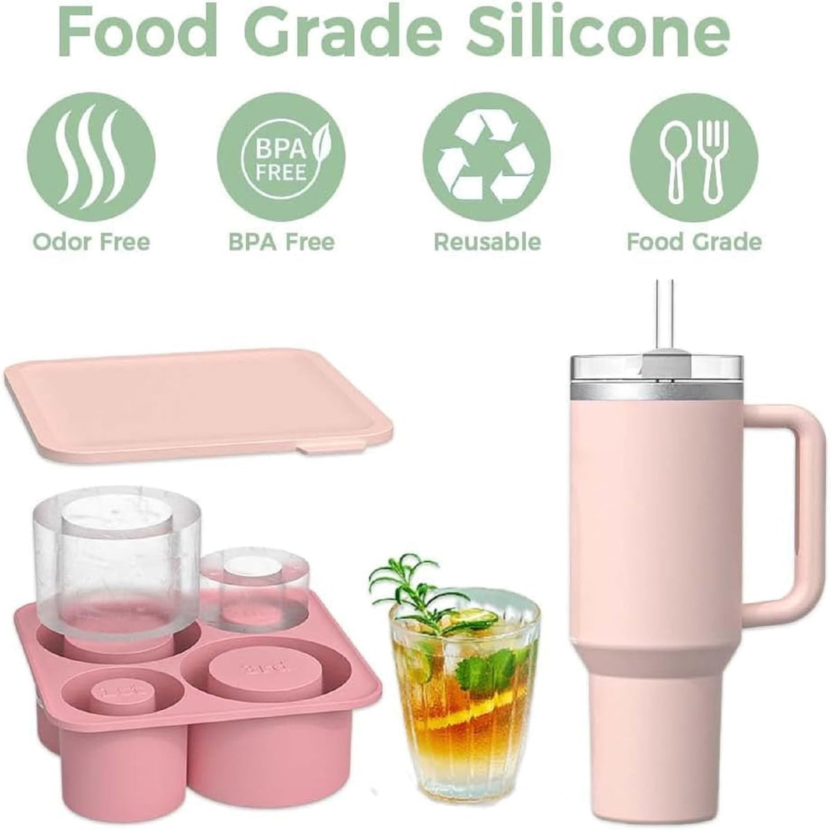 4 Pcs Silicone Ice Cube Tray with Lid N182