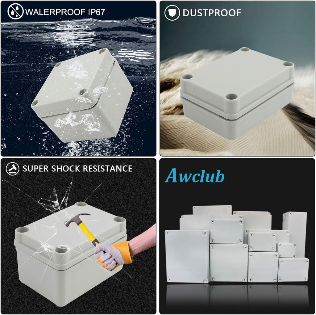 8x8x5.2 IP67 Dustproof Junction Box Gray Pack of 2 Q4030